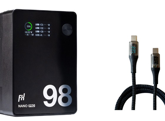 FXLION、小型Vマウントバッテリー「NANO Pro 98」発売。100W急速充電対応、USB-Cケーブルも同時発売