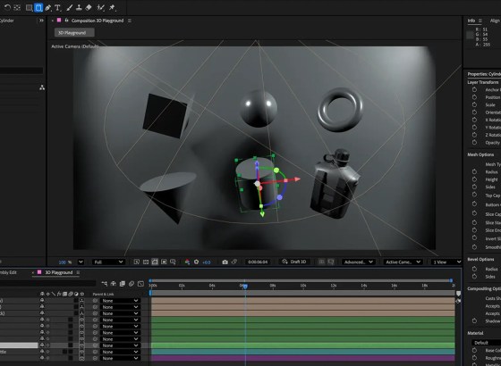 アドビ、After Effectsのver.26.0を公開。Substance 3D連携やパラメトリックメッシュ作成など3D制作機能を大幅強化