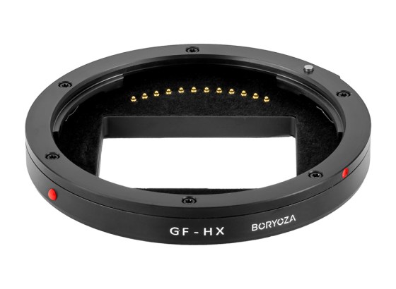 BORYOZA、電子接点付きマウントアダプター「GF-HX」発売。ハッセルブラッドXで富士フイルムGFXレンズが使用可能に